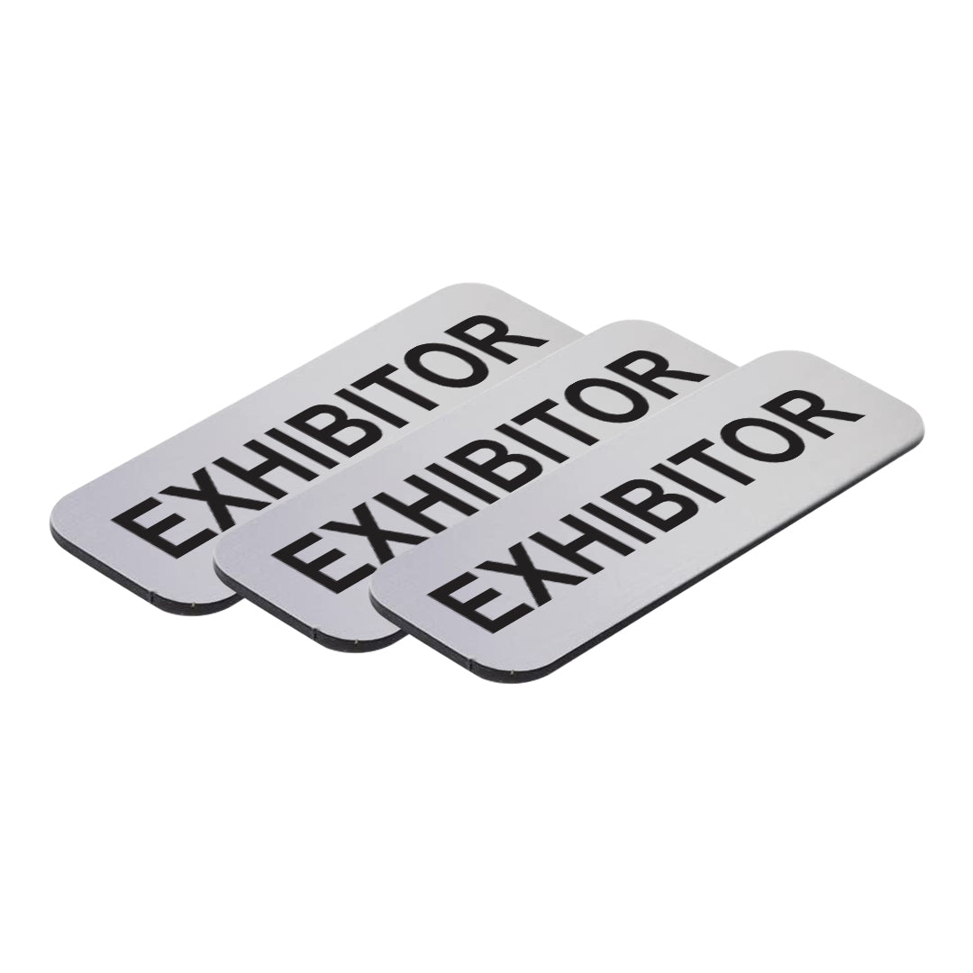 Brushed Silver Exhibitor 1 x 3" Name Tag (3 Pack)
