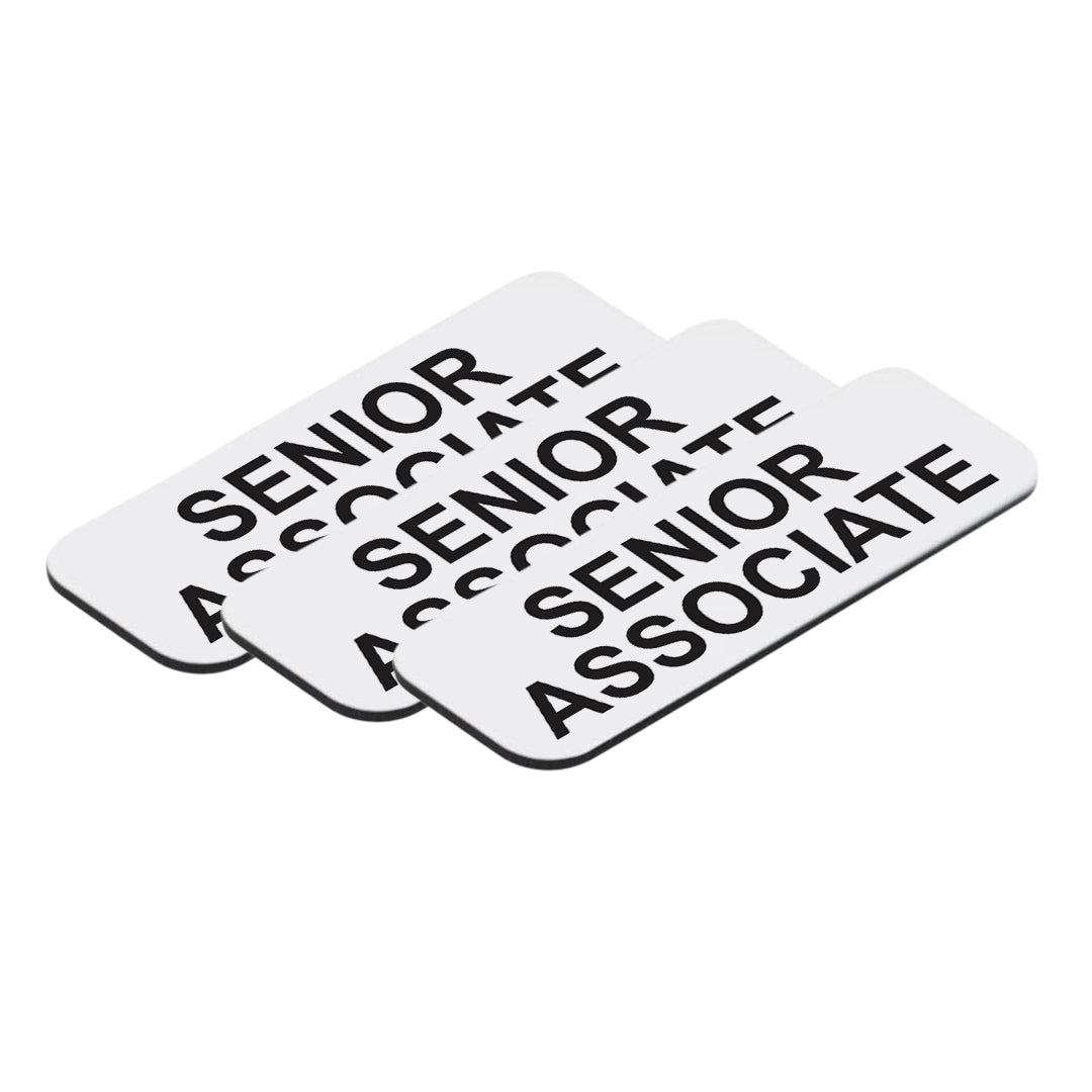 White Senior Associate 1 x 3" Name Tag, (3 Pack)
