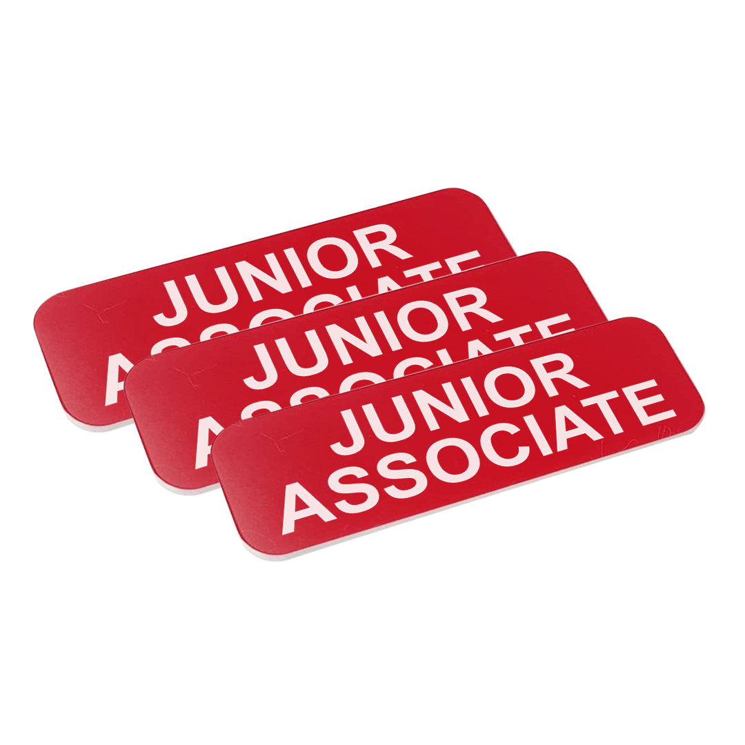 Red Junior Associate 1 x 3" Name Tag, (3 Pack)