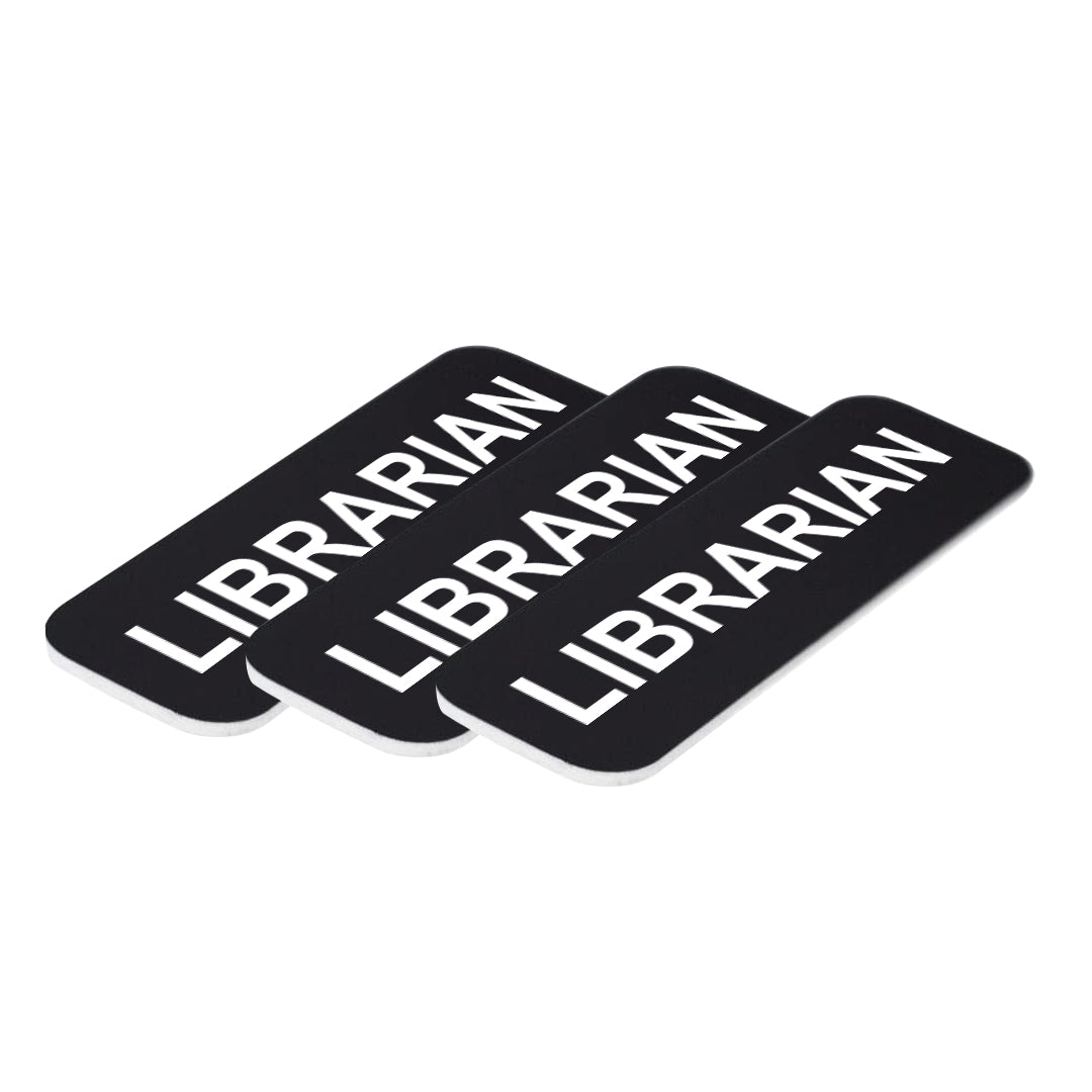 Black Librarian 1 x 3" Name Tag (3 Pack)
