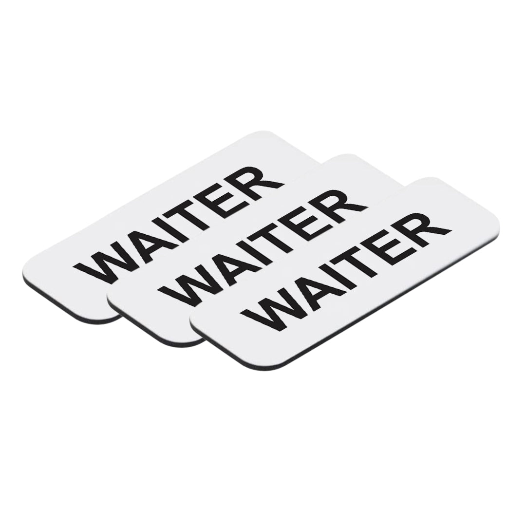 White Waiter 1 x 3" Name Tag, (3 Pack)