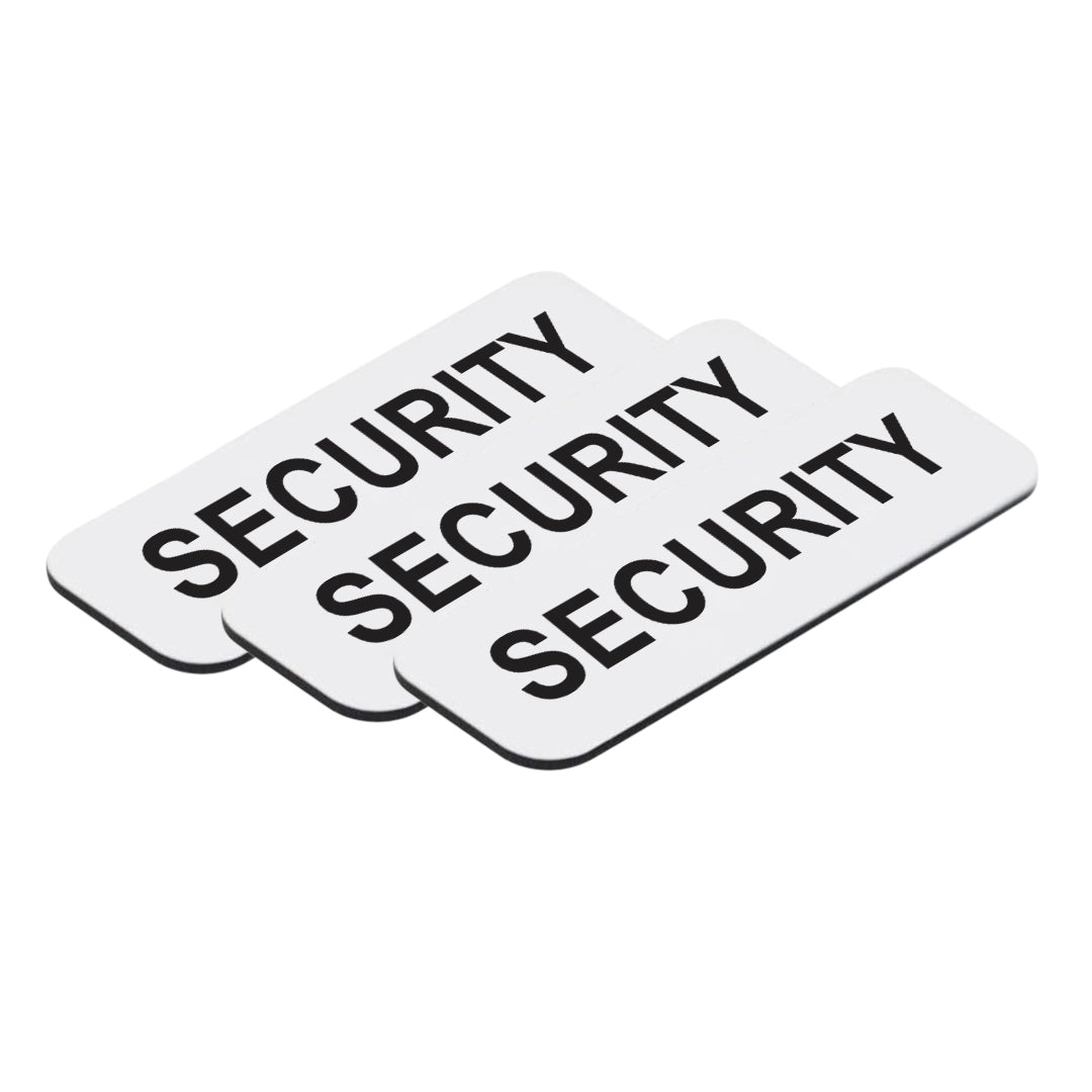 White Security 1 x 3" Name Tag (3 Pack)