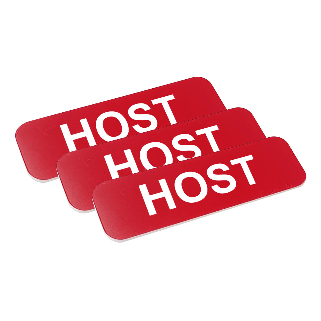 Red Host 1 x 3" Name Tag (3 Pack)