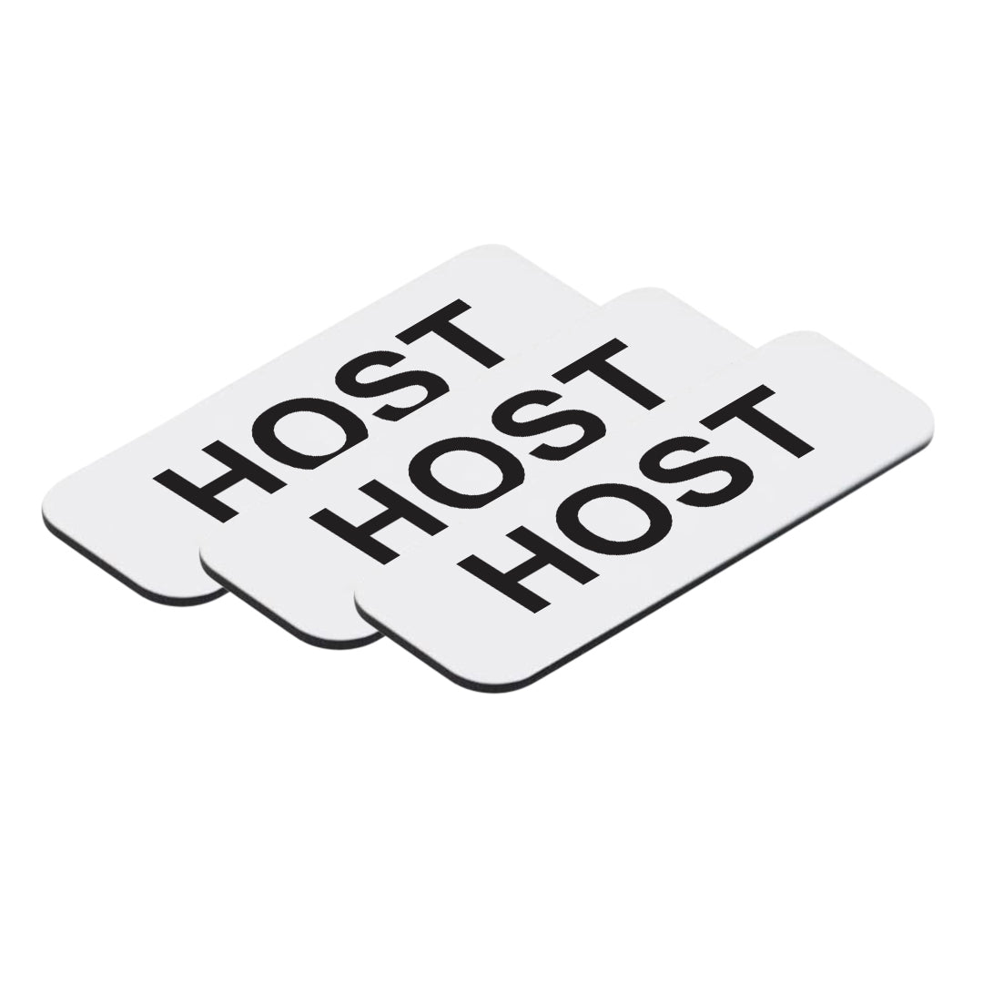 White Host 1 x 3" Name Tag (3 Pack)
