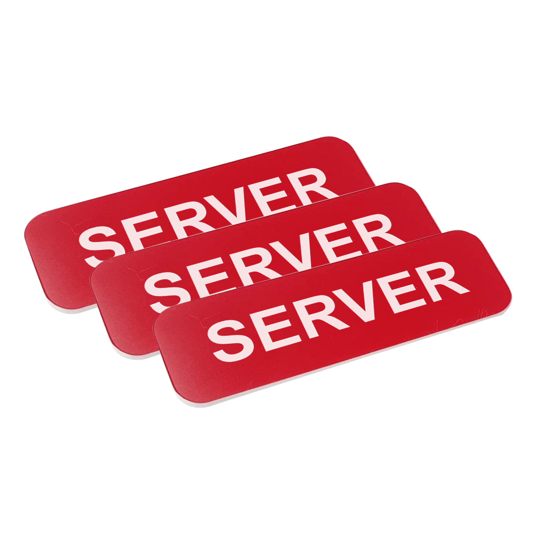 Red Server 1 x 3" Name Tag, (3 Pack)