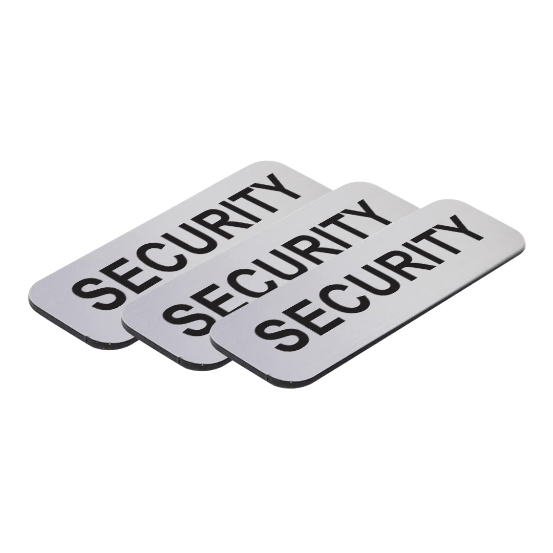 Brushed Silver Security 1 x 3" Name Tag (3 Pack)