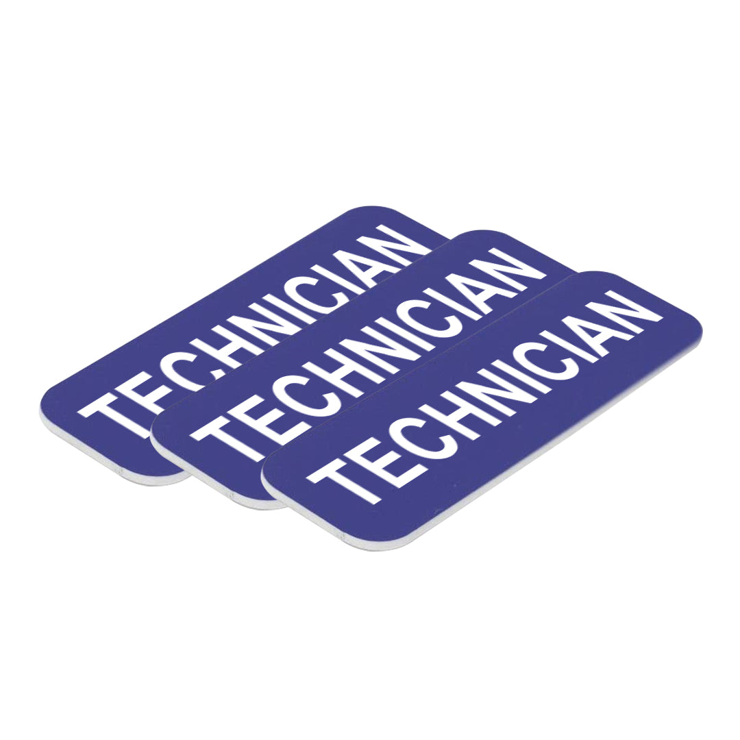 Blue Technician 1 x 3" Name Tag, (3 Pack)