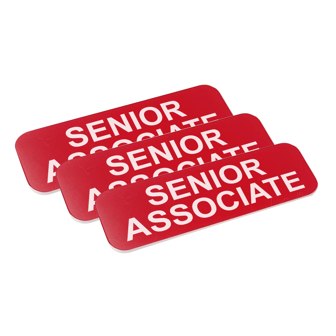 Red Senior Associate 1 x 3" Name Tag, (3 Pack)