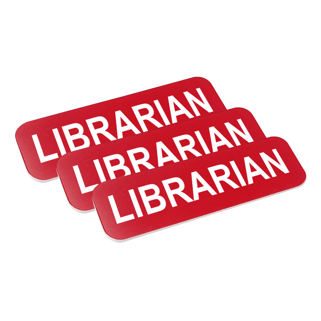 Red Librarian 1 x 3" Name Tag (3 Pack)