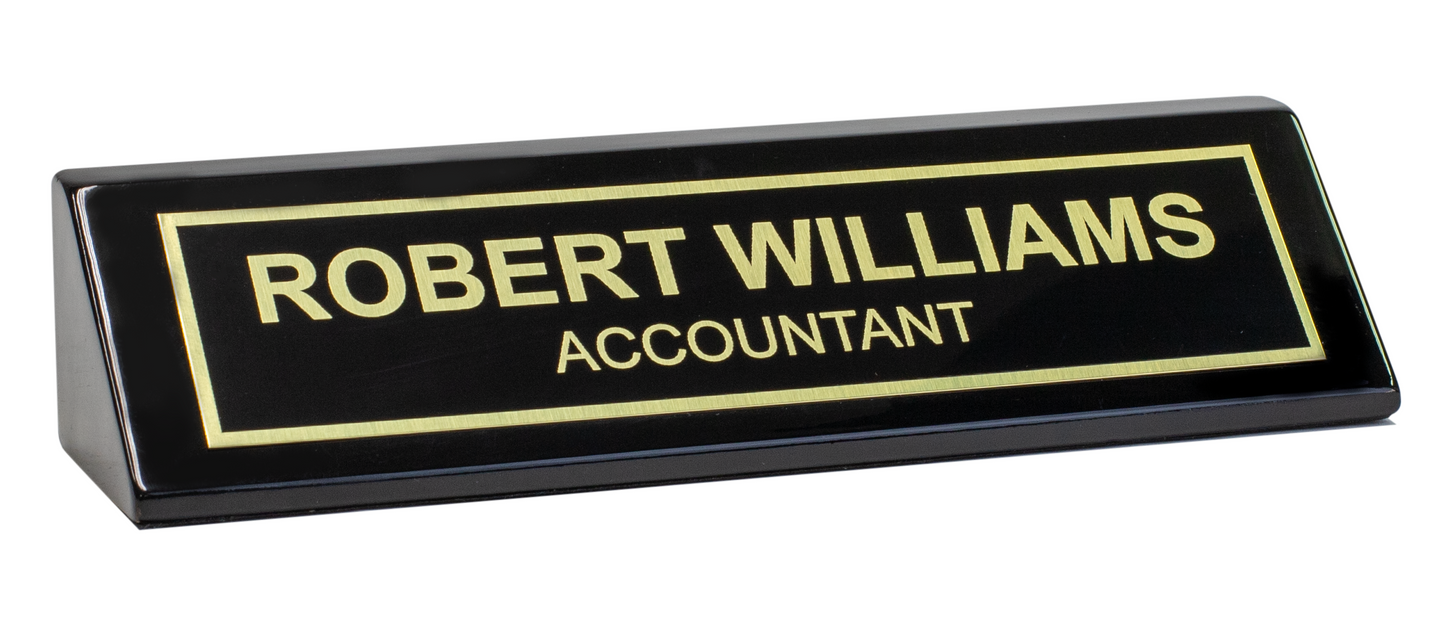 Black Piano Finish Desk Name Plate