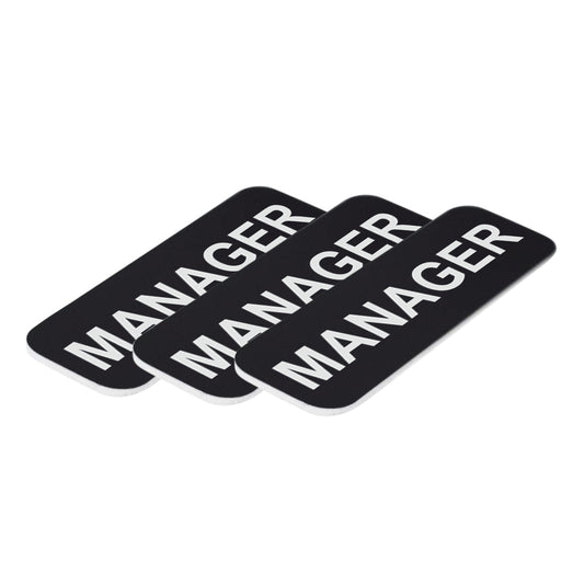 Black Manager 1 x 3" Name Tag, (3 Pack)