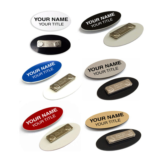 3" x 1-1/2" Oval Engraved Plastic Name Tag