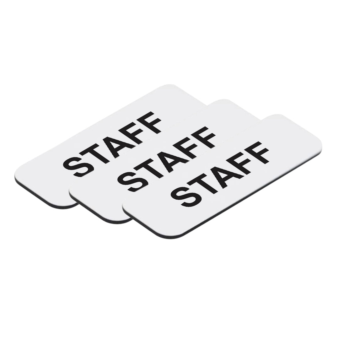 White Staff 1 x 3" Name Tag, (3 Pack)