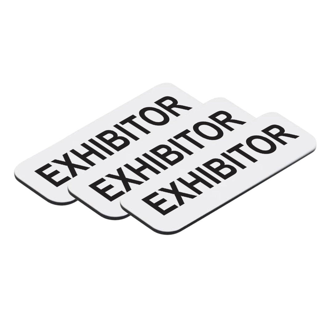 White Exhibitor 1 x 3" Name Tag (3 Pack)