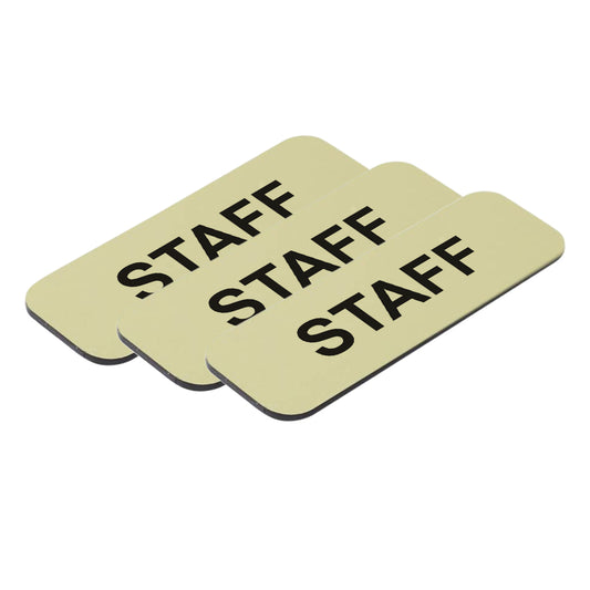 Brushed Gold Staff 1 x 3" Name Tag, (3 Pack)