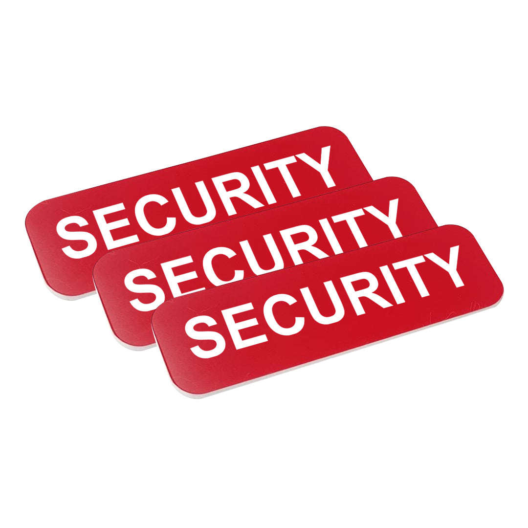 Red Security 1 x 3" Name Tag (3 Pack)