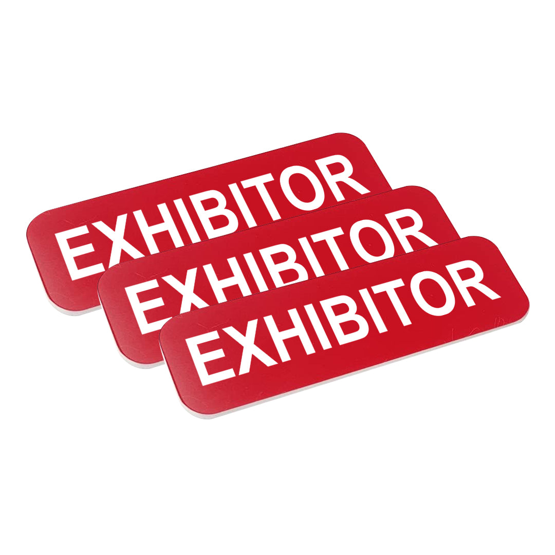 Red Exhibitor 1 x 3" Name Tag (3 Pack)
