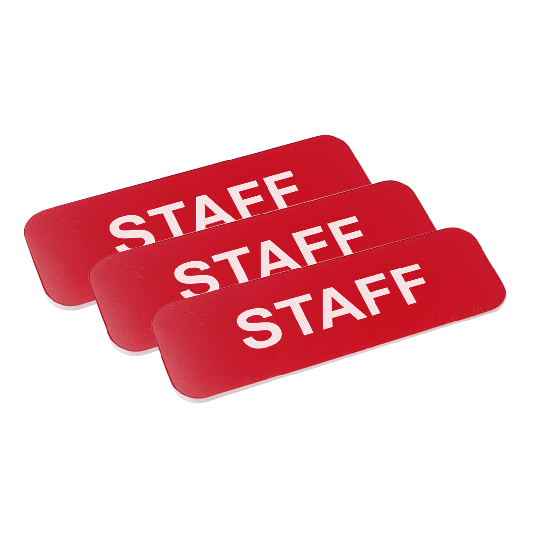 Red Staff 1 x 3" Name Tag, (3 Pack)