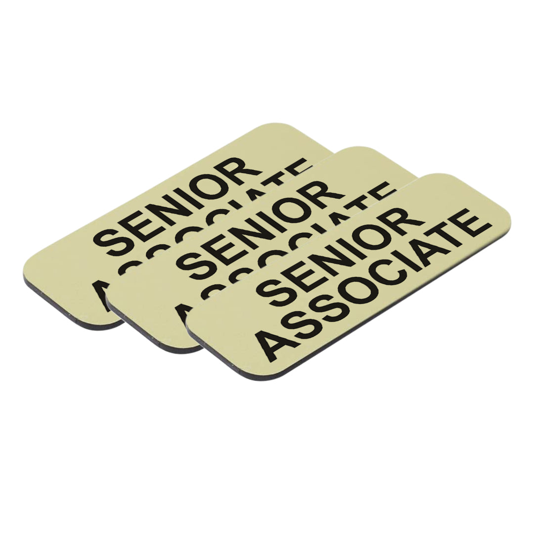 Brushed Gold Senior Associate 1 x 3" Name Tag, (3 Pack)