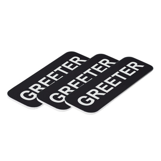 Black Greeter 1 x 3" Name Tag, (3 Pack)