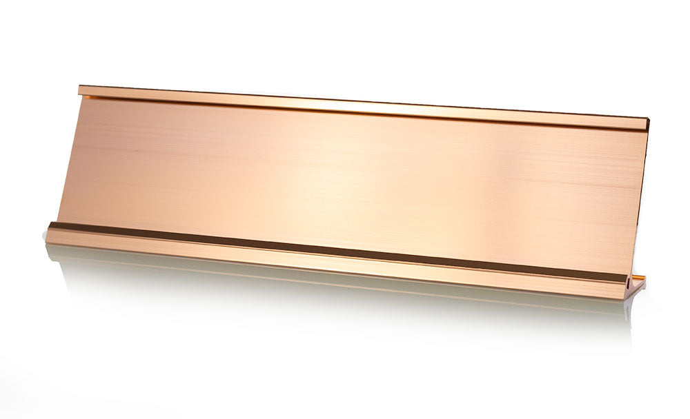 Rose Gold Office Desk Name Plate Holder - 2" x 8" / 2" x 10"
