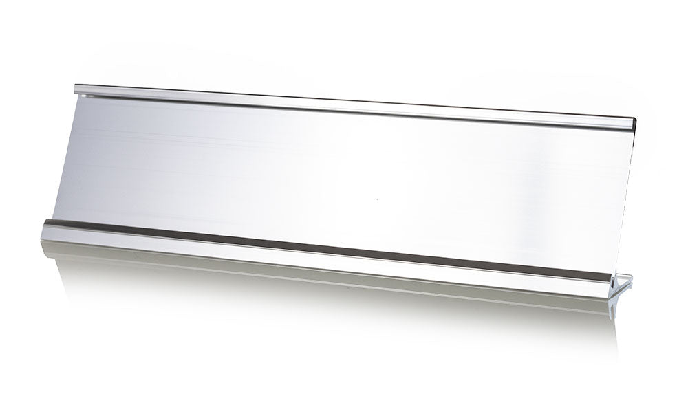 Silver Office Desk Name Plate Holder - 2" x 8" / 2" x 10"