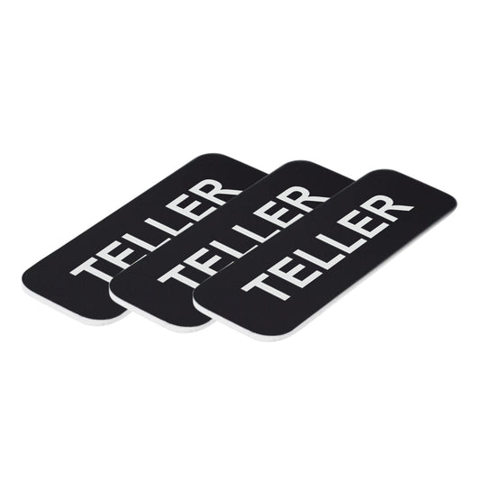 Black Teller 1 x 3" Name Tag, (3 Pack)