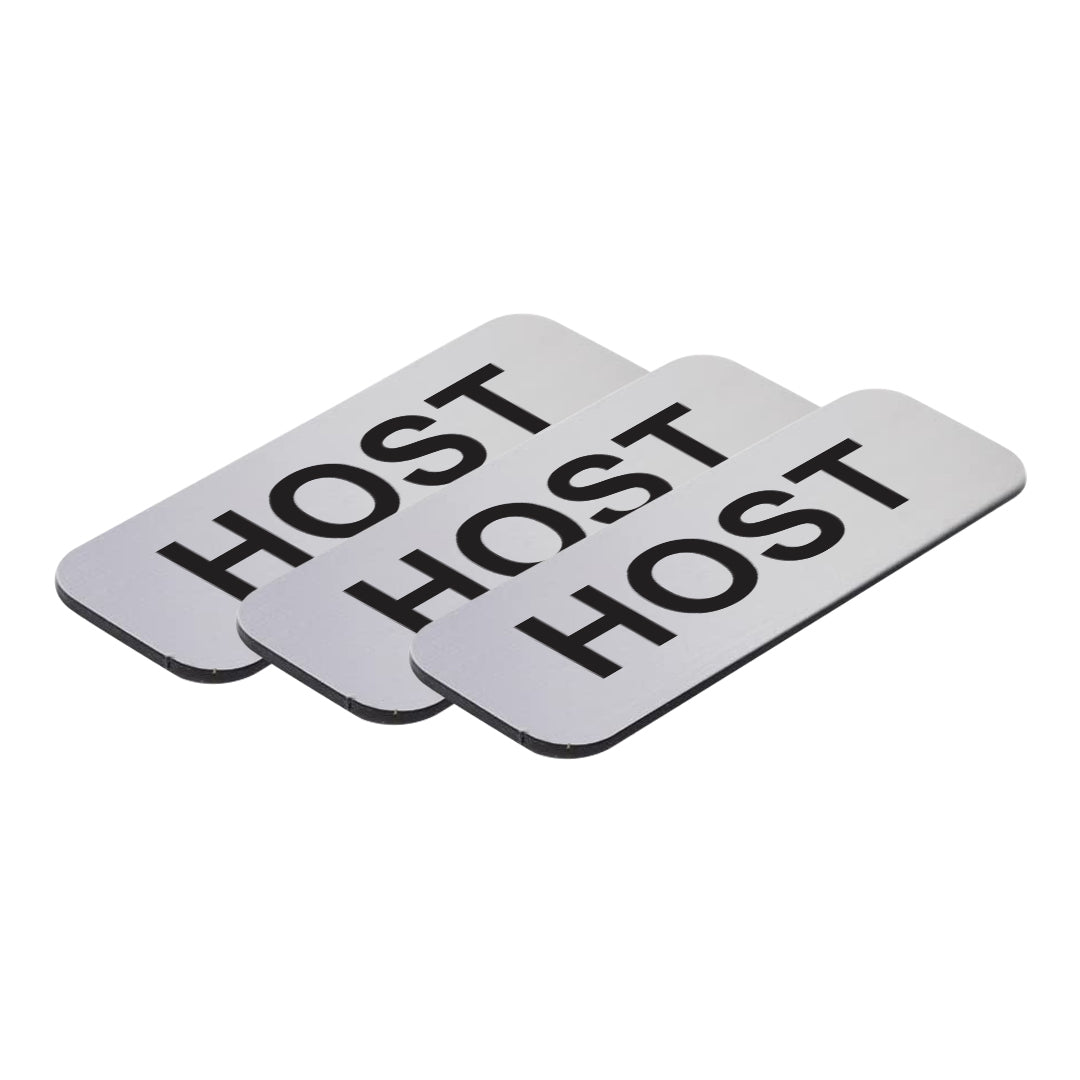 Brushed Silver Host 1 x 3" Name Tag (3 Pack)