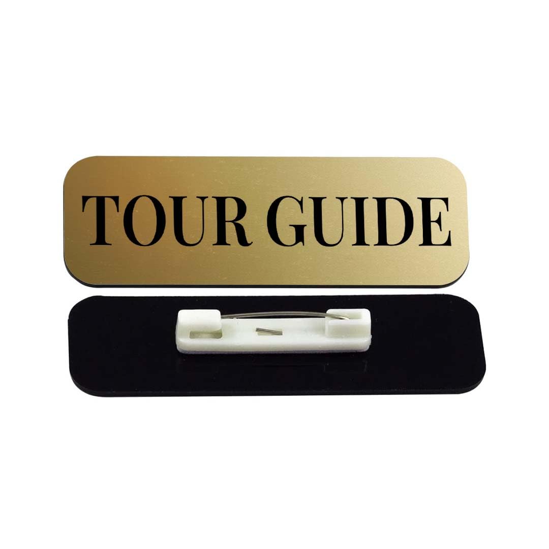 Tour Guide 1 x 3" Rounded Corner Name Badge | Stock Name Badges