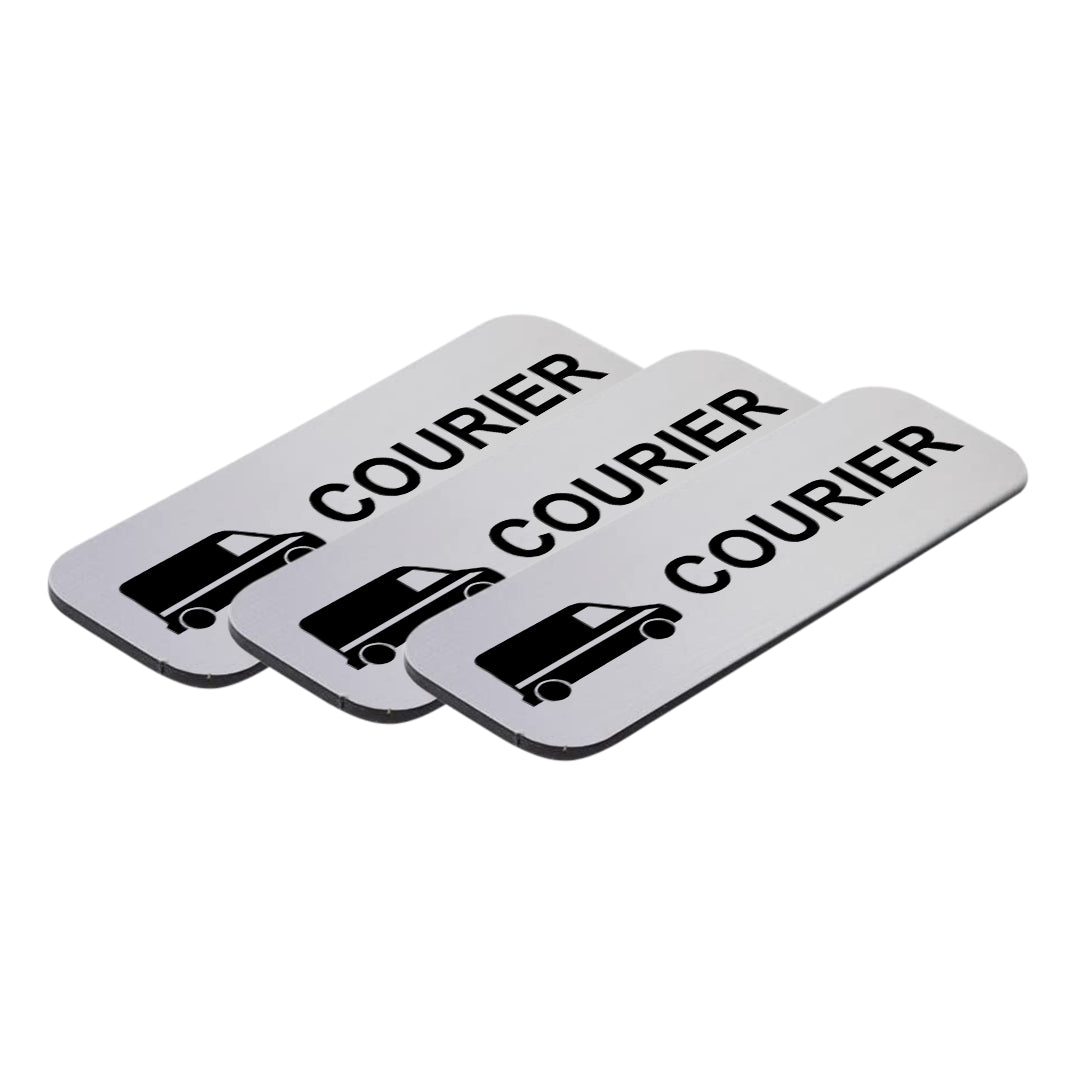 Courier (Van Design) 1 x 3" Name Tag/Badge, (3 Pack)