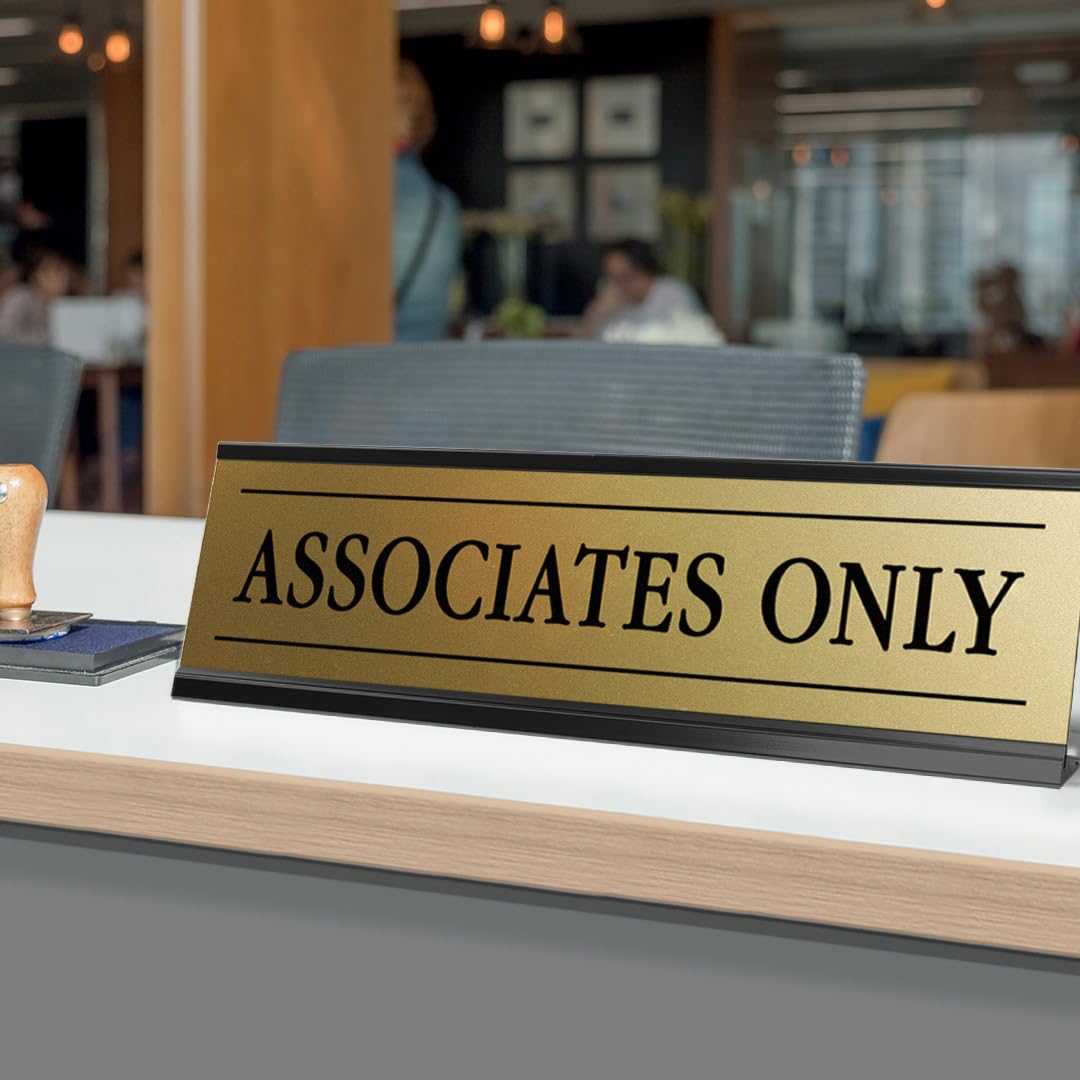 Signs ByLITA Associates Only Black Frame Desk Sign (2x8")