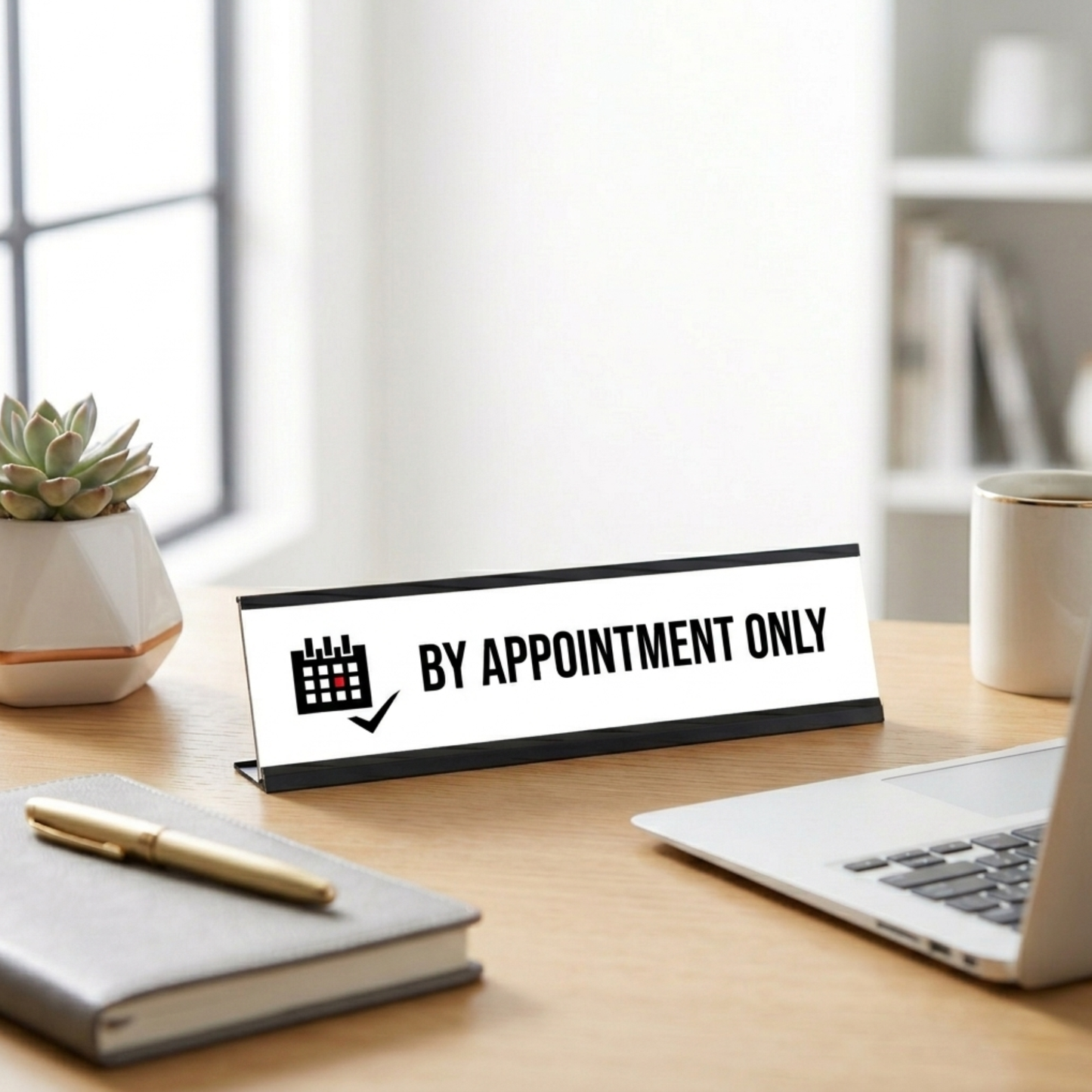 By Appointment only, Calendar Black Frame, Desk Sign(2x8")