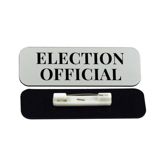 Election Official 1 x 3" Rounded Corner Name Badge - Name Tag Badge