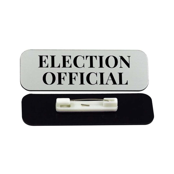Election Official 1 x 3" Rounded Corner Name Badge | Stock Name Badges