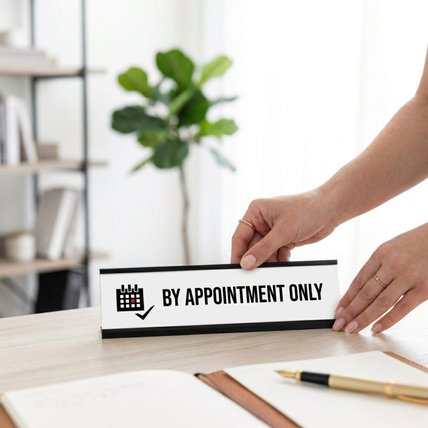 By Appointment only, Calendar Black Frame, Desk Sign(2x8")