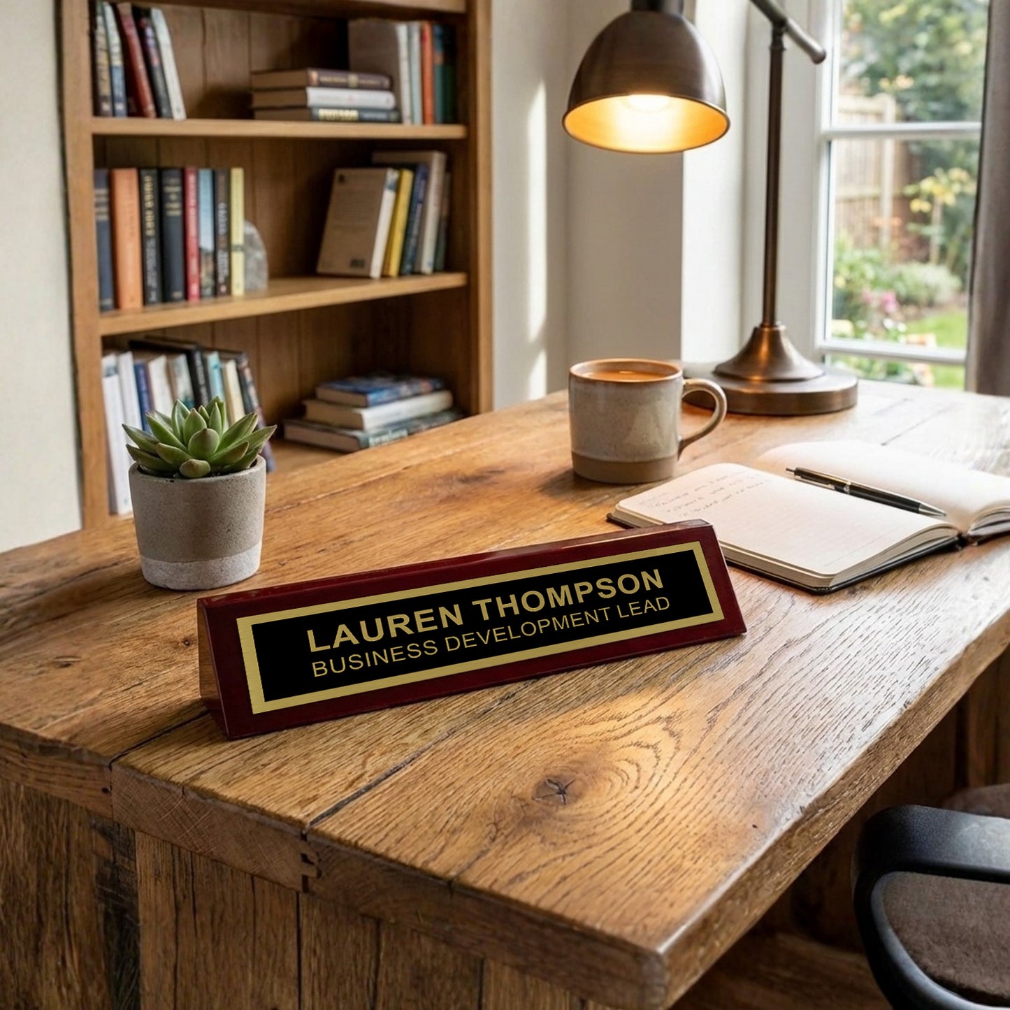 Piano Finished Rosewood Desk Name Plate
