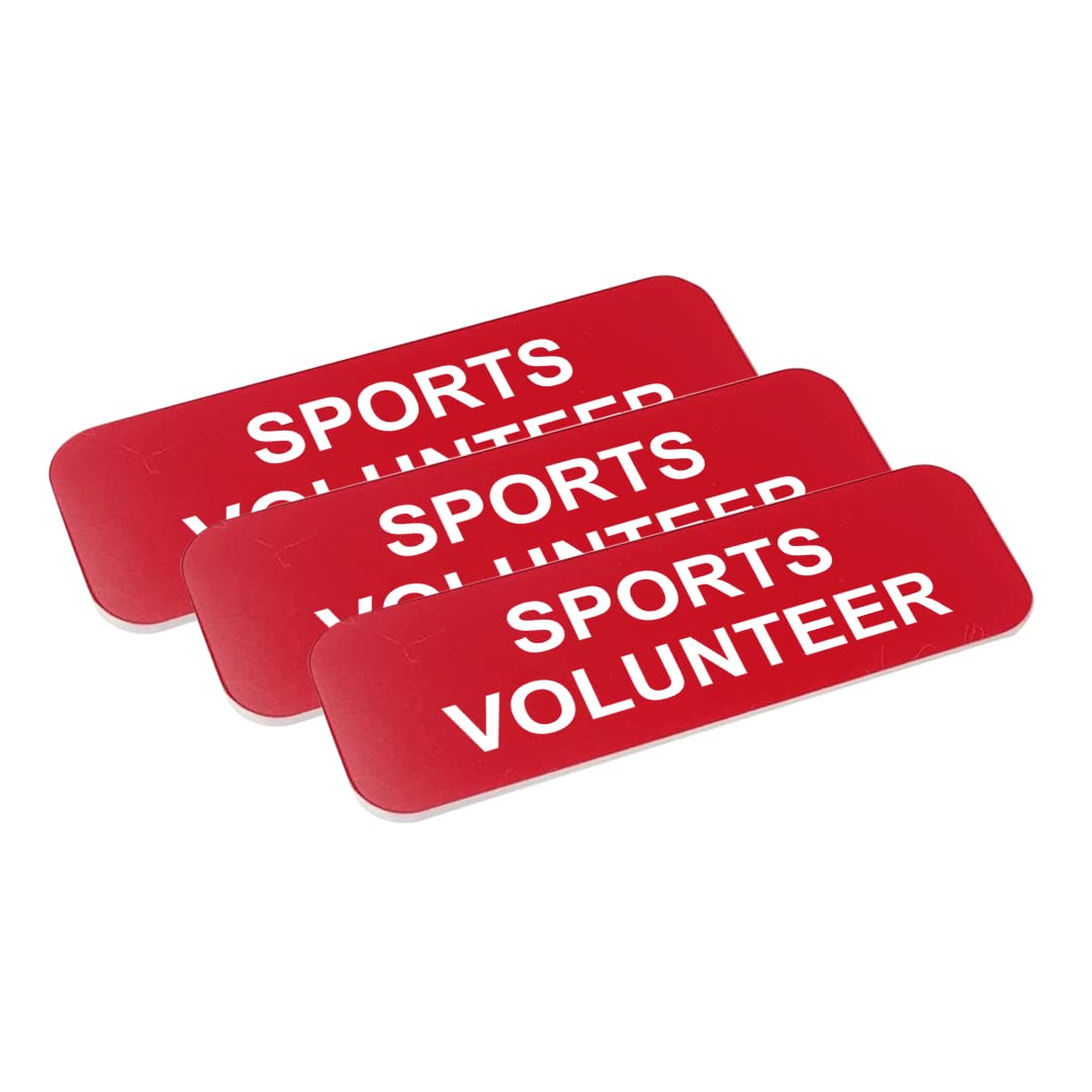 Sports volunteer 1 x 3" Name Tag/Badge, (3 Pack)