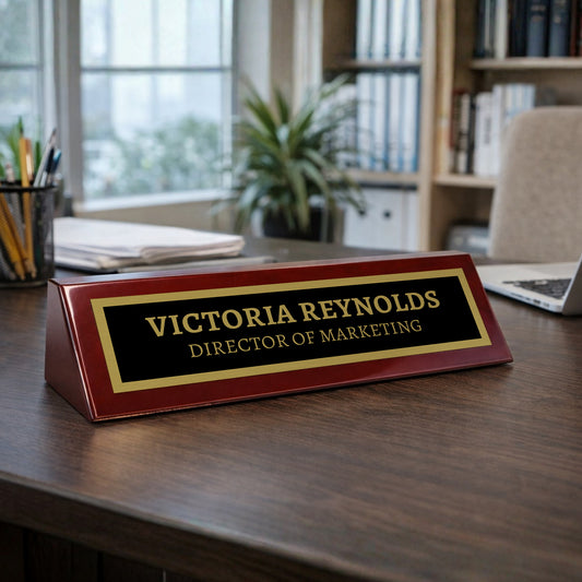 Piano Finished Rosewood Desk Name Plate