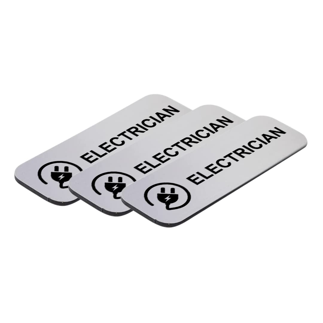 Electrician 1" x 3" Name Tag/Badge, (3 Pack)