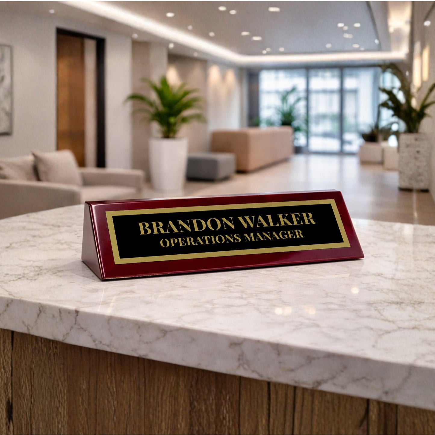 Piano Finished Rosewood Desk Name Plate