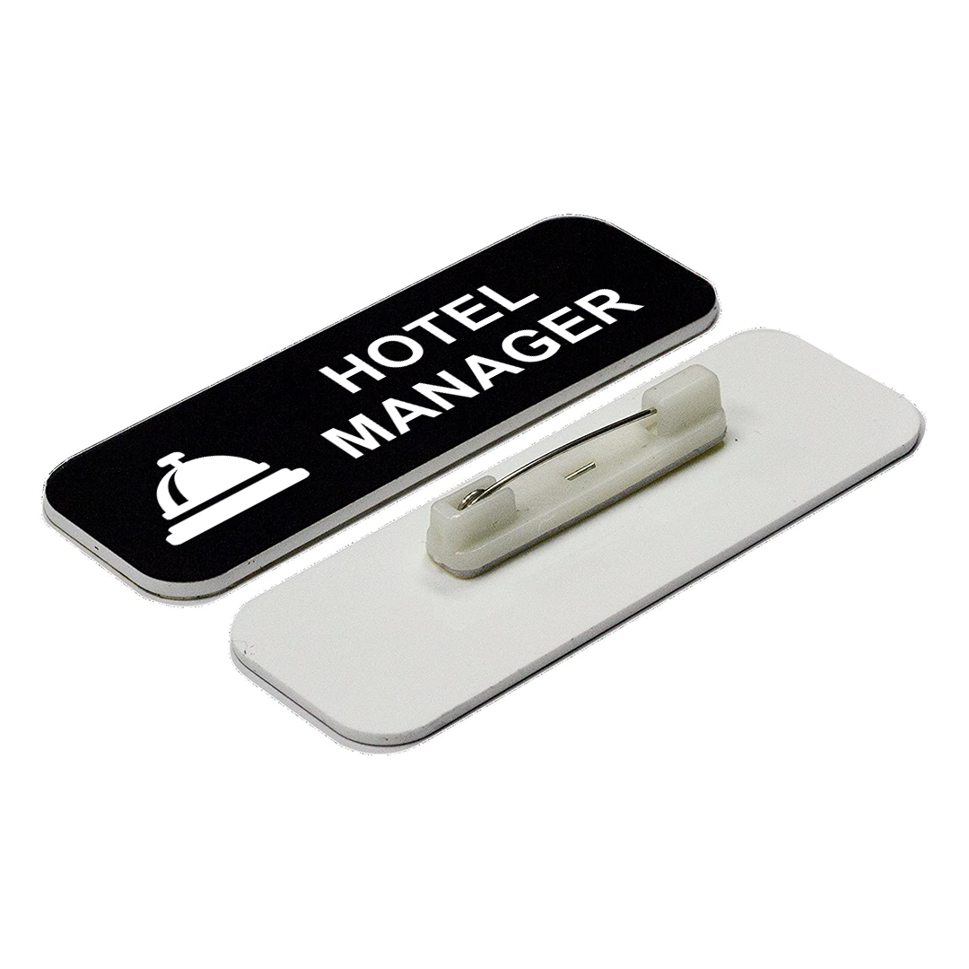 Hotel Manager (Bell) 1 x 3" Name Tag/Badge, (3 Pack)
