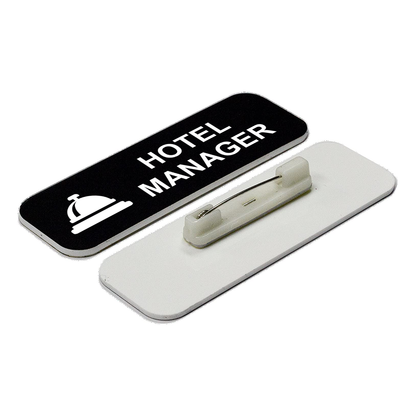 Hotel Manager (Bell) 1 x 3" Name Tag/Badge, (3 Pack)