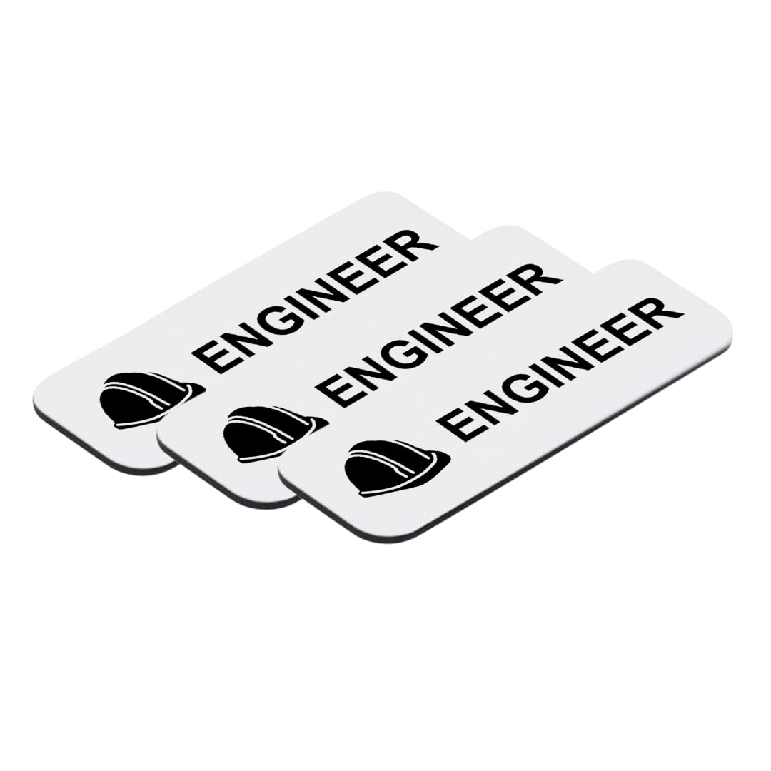 Engineer 1 x 3" Name Tag/Badge, (3 Pack)