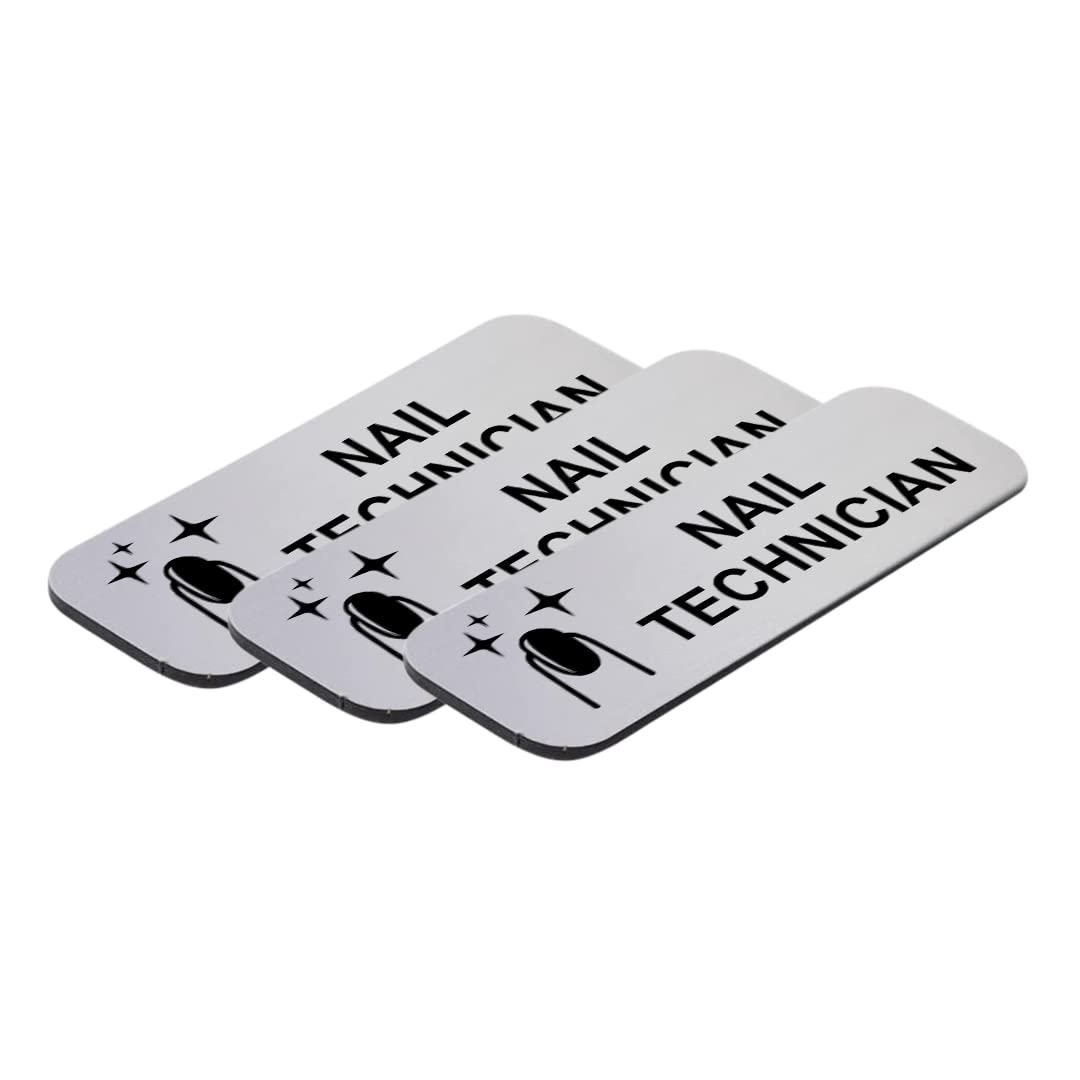 Nail Technician 1 x 3" Name Tag/Badge, (3 Pack)