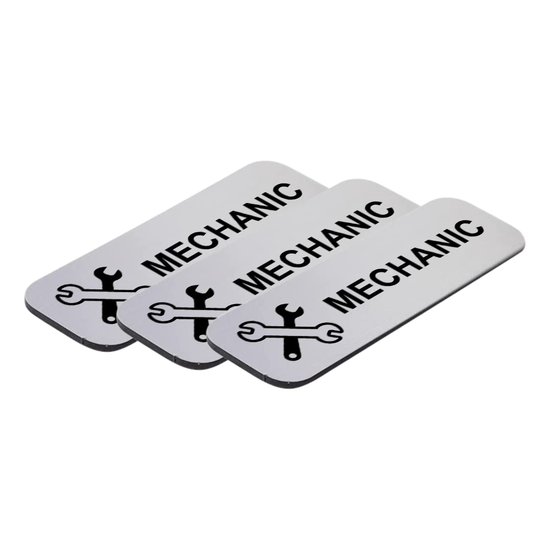 Mechanic 1 x 3" Name Tag/Badge, (3 Pack)