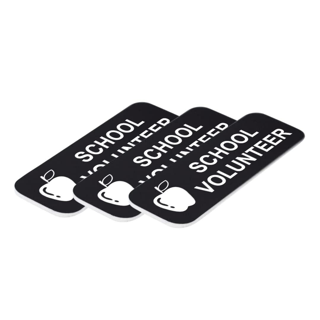 School Volunteer 1 x 3" Name Tag/Badge, (3 Pack)