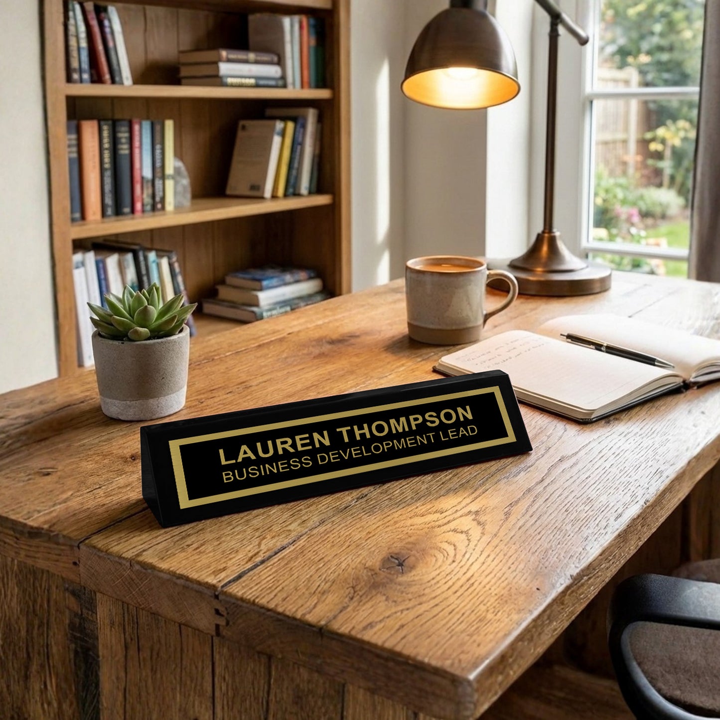 Black Piano Finish Desk Name Plate
