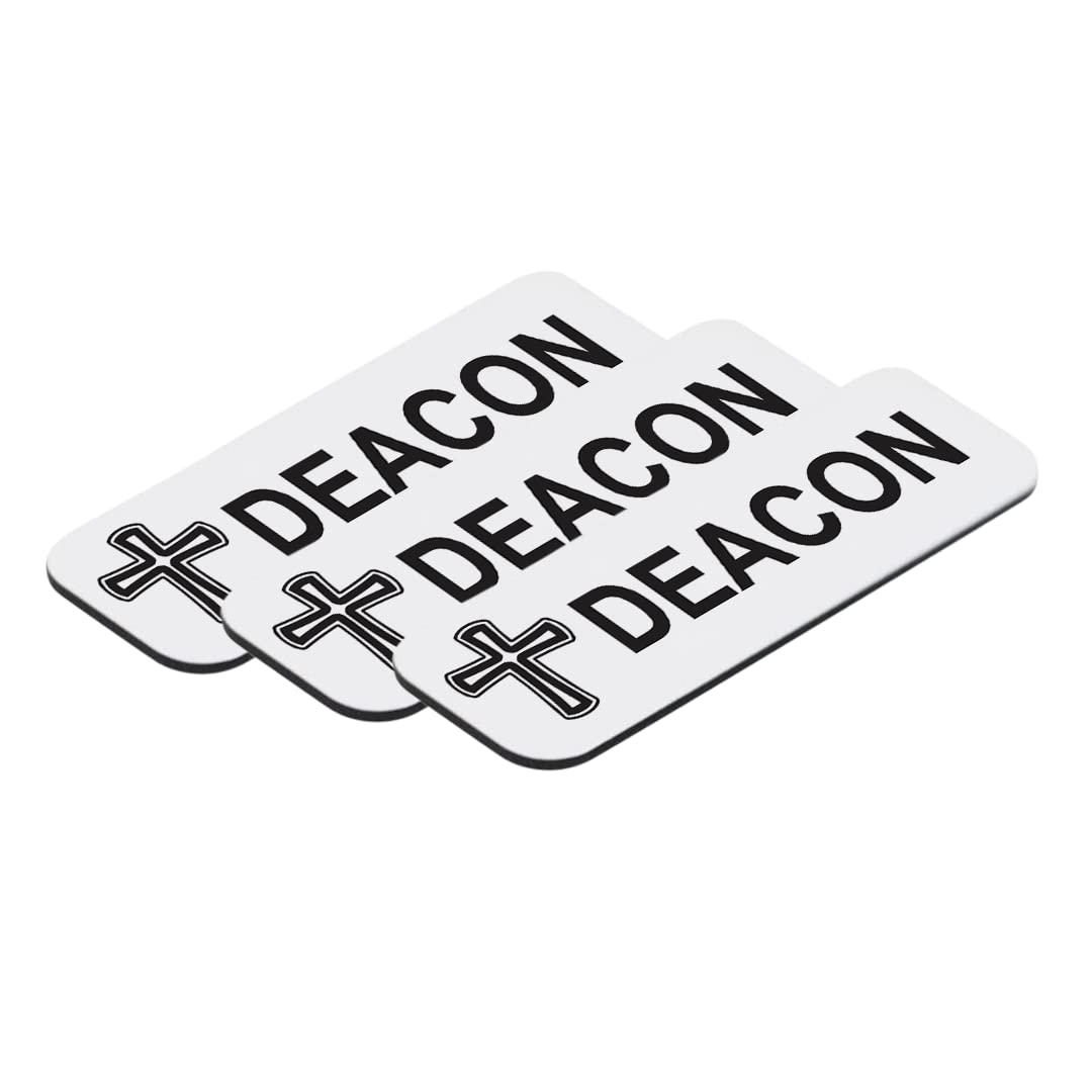 Deacon, Cross Design, 1 x 3" Name Tag/Badge, (3 Pack)