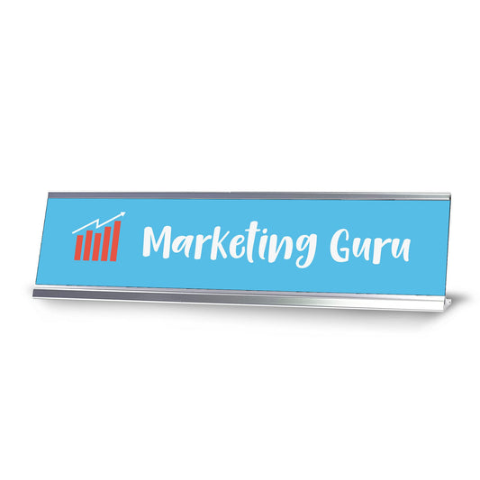 Marketing Guru, Silver Frame, Desk Sign - Office Desk Sign
