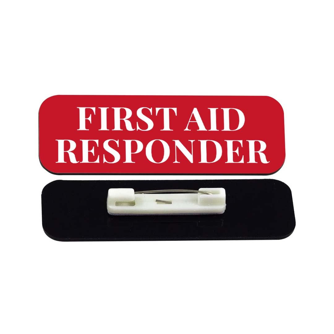 First Aid Responder 1 x 3" Rounded Corner Name Badge | Stock Name Badges